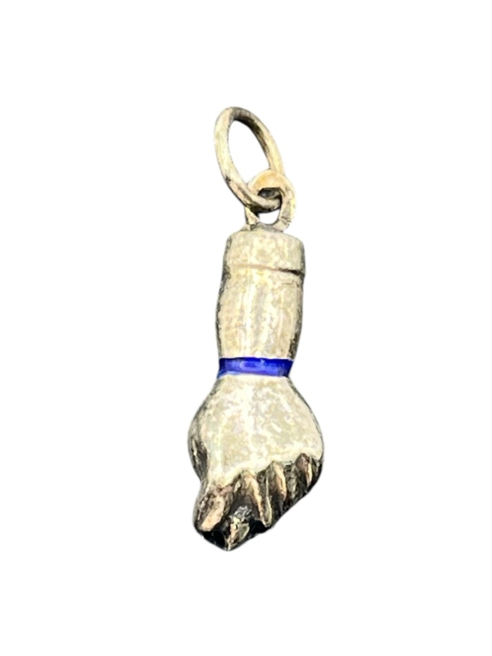 Figa fist sterling silver blue enamel good luck vintage pendant for necklace